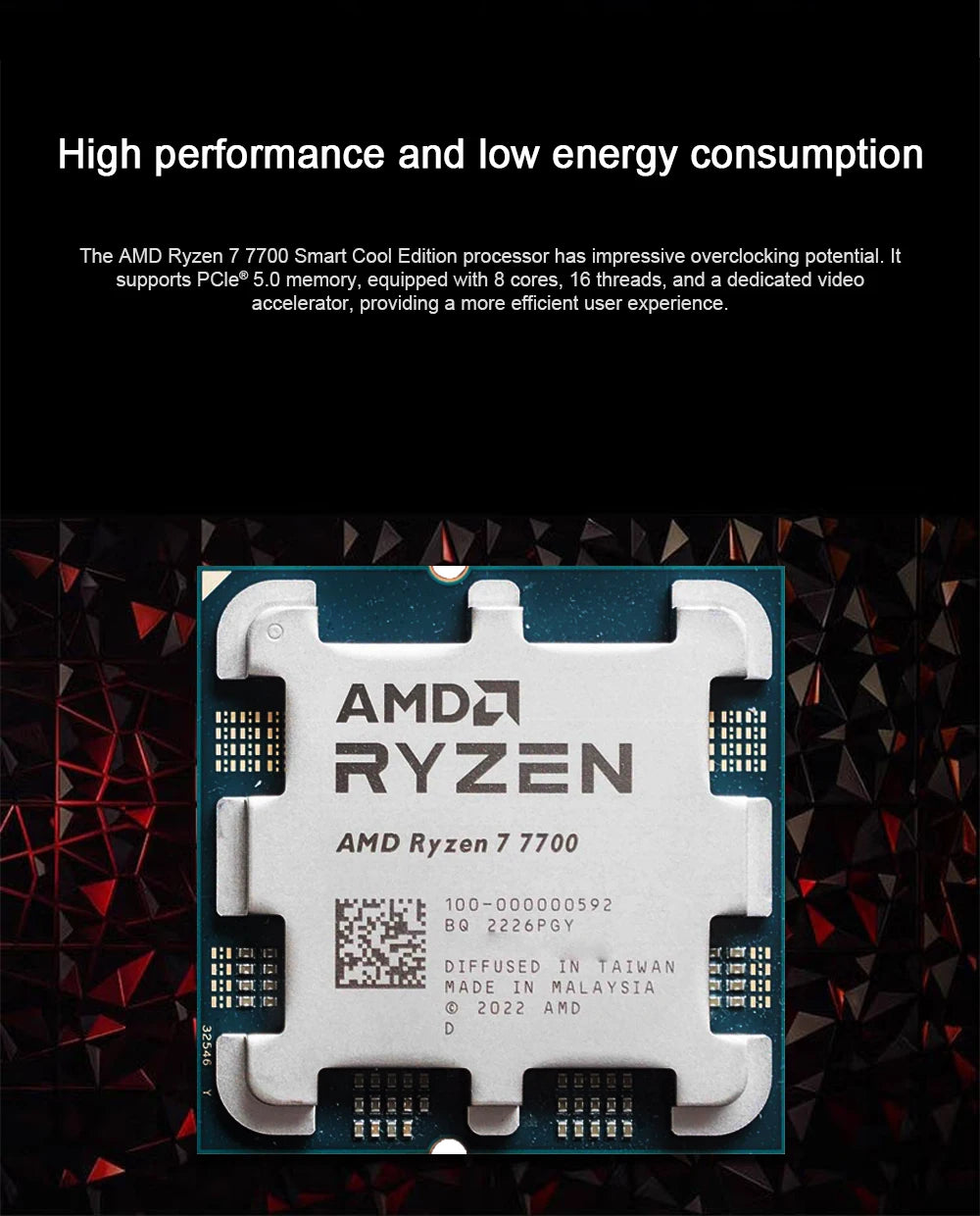 AMD Ryzen 7 7700 New R7 7700 8-Core 16-Thread 5.3GHz L3=32MB 5NM DDR5 CPU Integrated Graphics RDNA2 2CU Socket AM5 but no fan