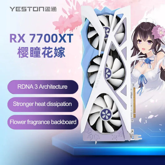 7700xt rx 7700xt rx7700xt yeston graphics card 12GB 192bit GDDR6 Video Card 12GB Sakura