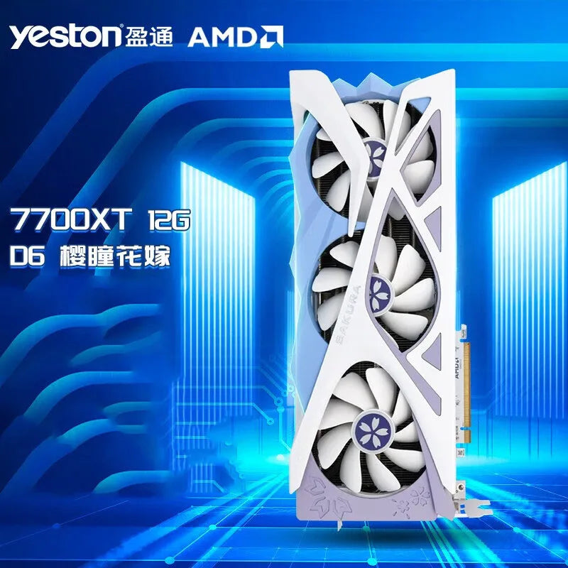 7700xt rx 7700xt rx7700xt yeston graphics card 12GB 192bit GDDR6 Video Card 12GB Sakura